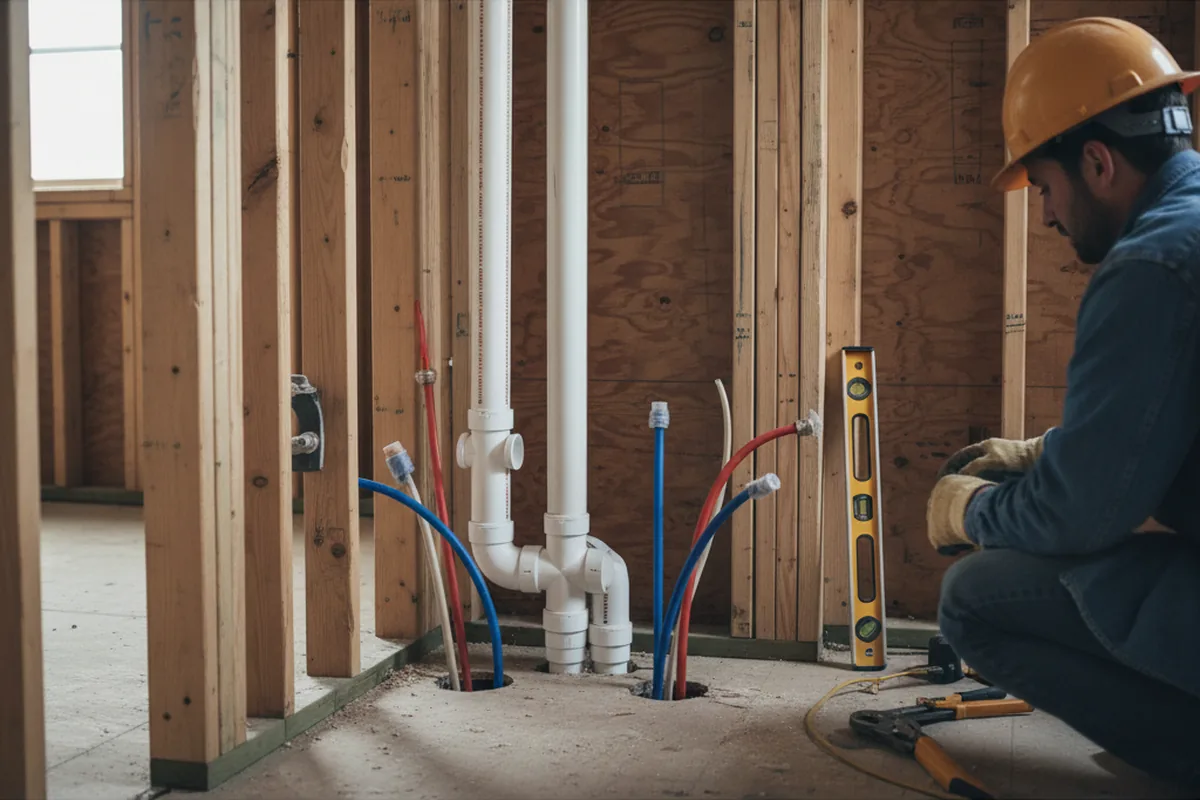 Drain and supply rough-in during Sump Pump Repair in Oneida